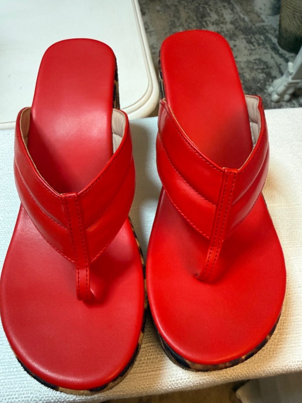 Red Women's Thong Sandals - Comfortable Padded Slip-On